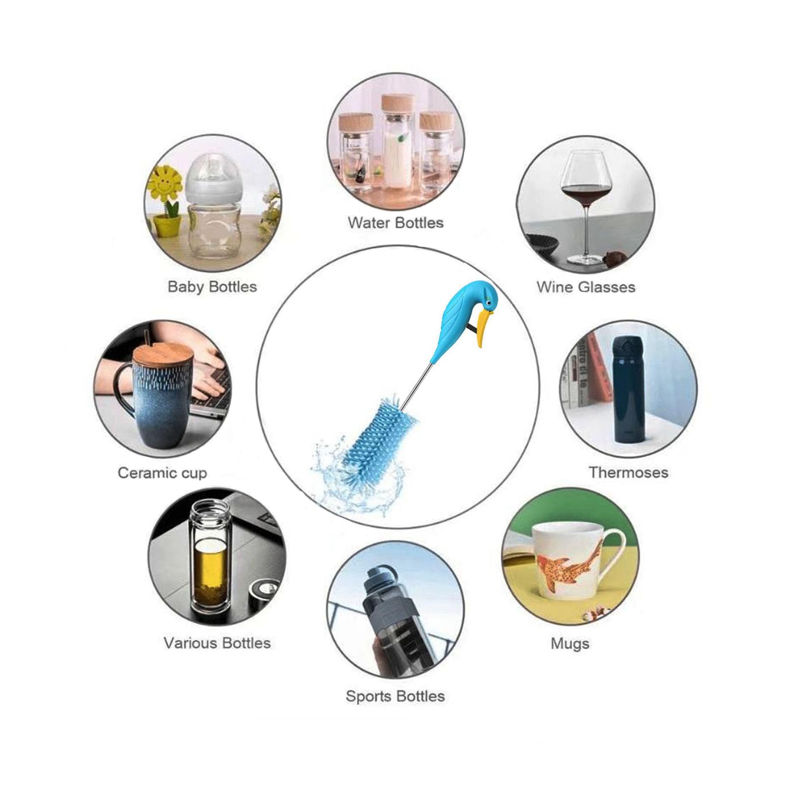 WSOQYEO glassware cleaner brush semi-automatic blue ensures delicate glassware cleaning.