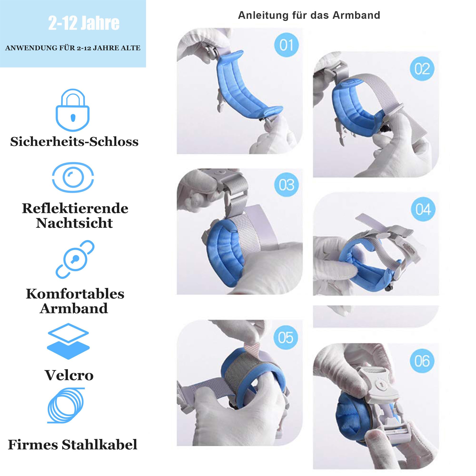 WSZCML Anti-Lost Wrist Link adjustable length fits adults and kids