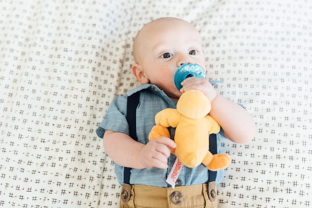 WubbaNub pacifier features latex-free and BPA-free materials for safety.