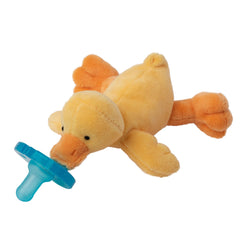 WubbaNub one-piece silicone pacifier design for clean reliability.