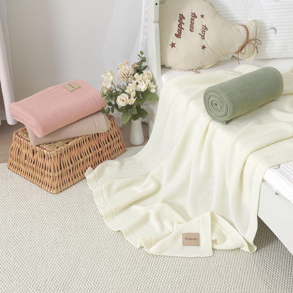 Wugugu baby blanket on a high chair offers gentle cushioning during meals