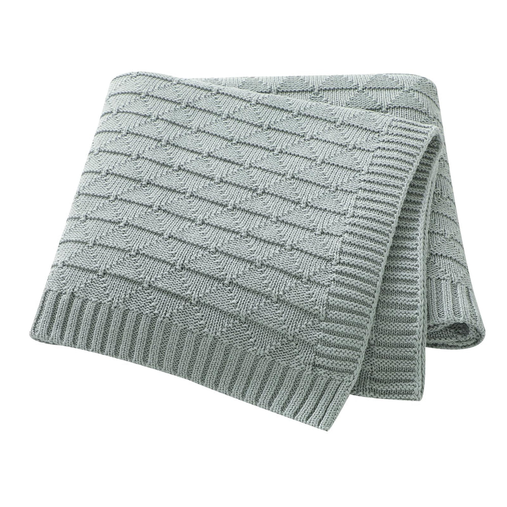 Wugugu baby receiving blanket gray knit provides gentle warmth for newborns.
