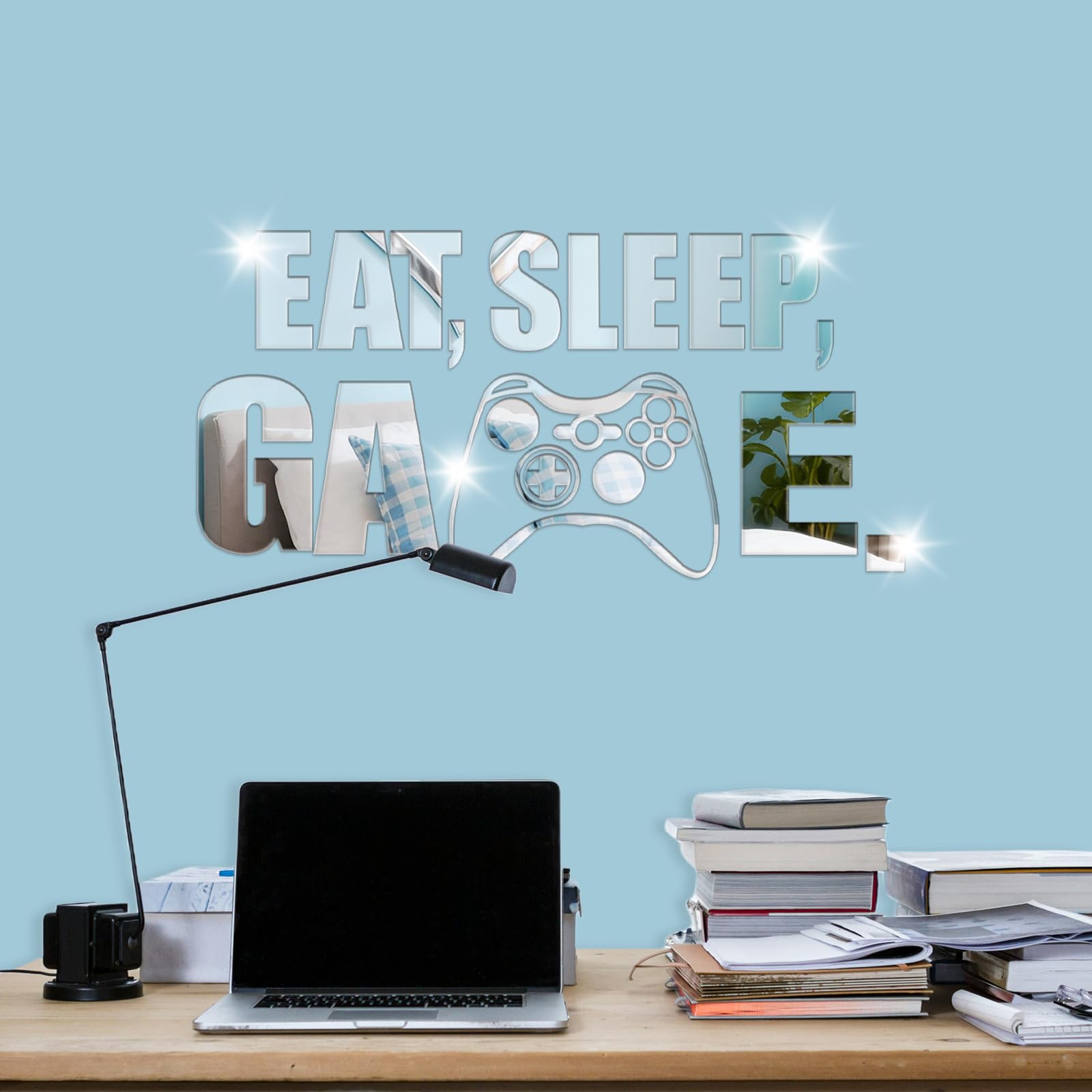 Wumuzai silver gaming quote wall decal complements bedroom decor