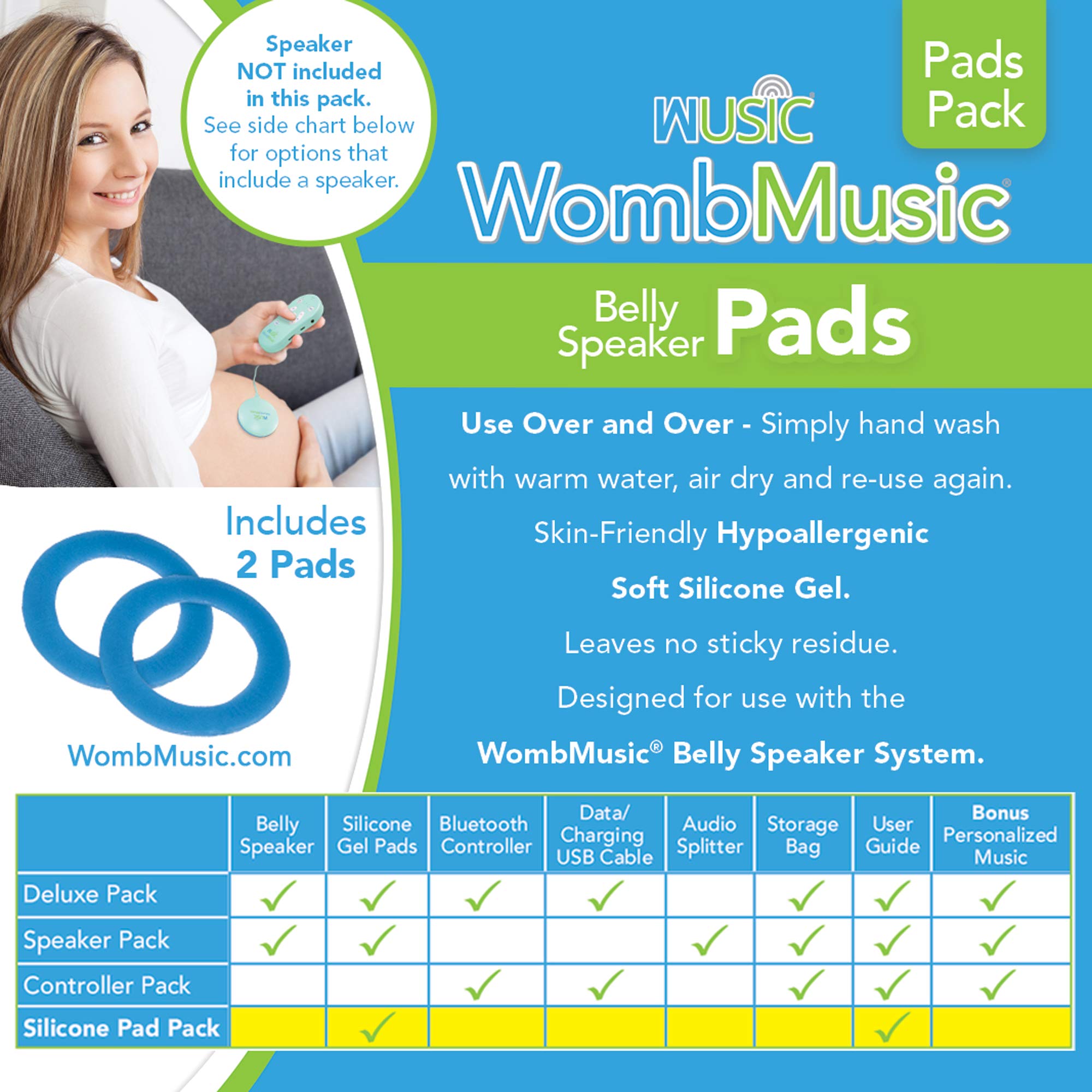 Wusic replacement pads compatible with larger pregnancy belly speaker for comfort