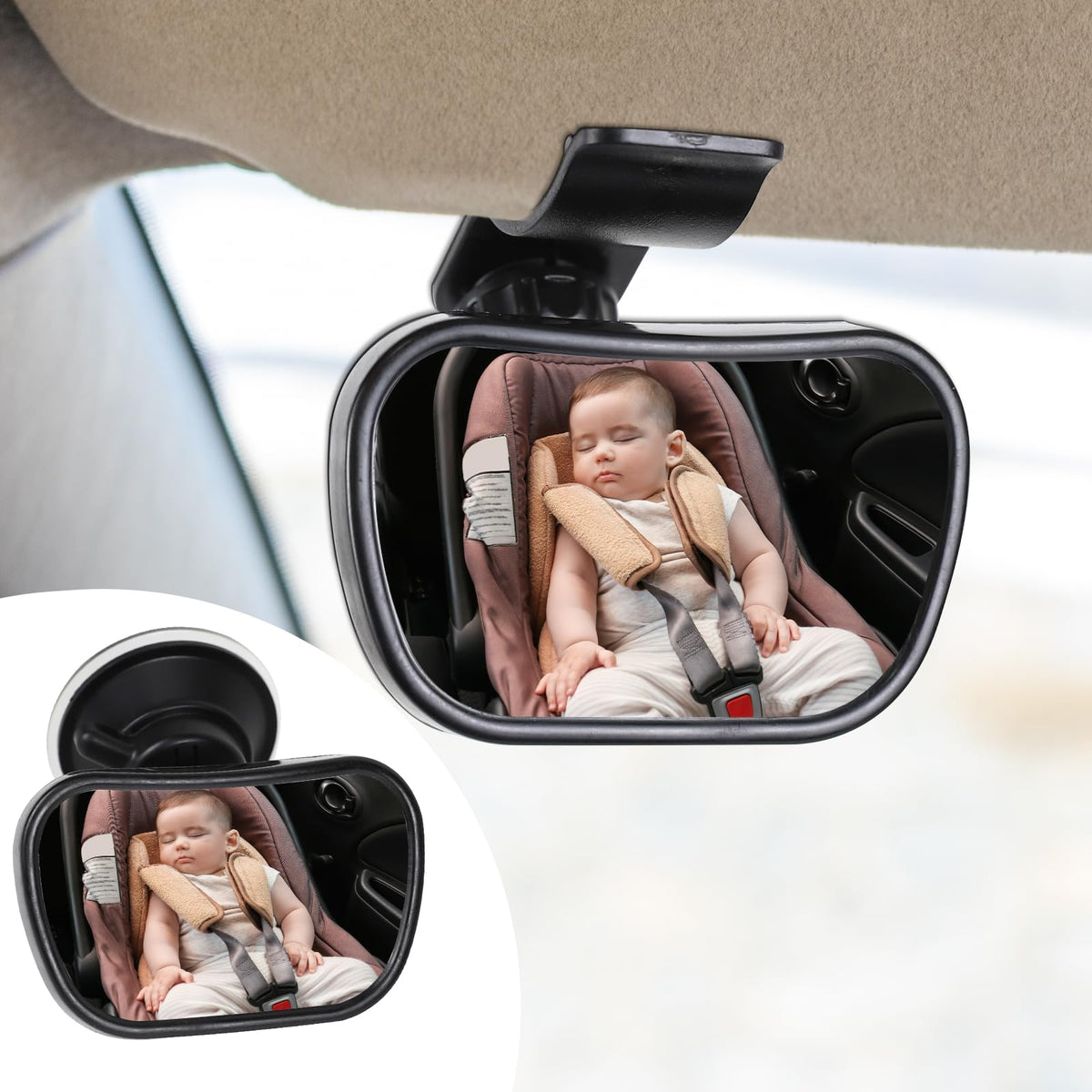 Wuyaoyao baby car mirror with 360° vision for easy backseat monitoring.
