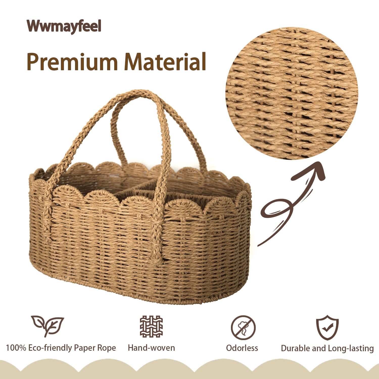 wwmayfeel paper rope storage basket in nursery setup with sturdy frame.