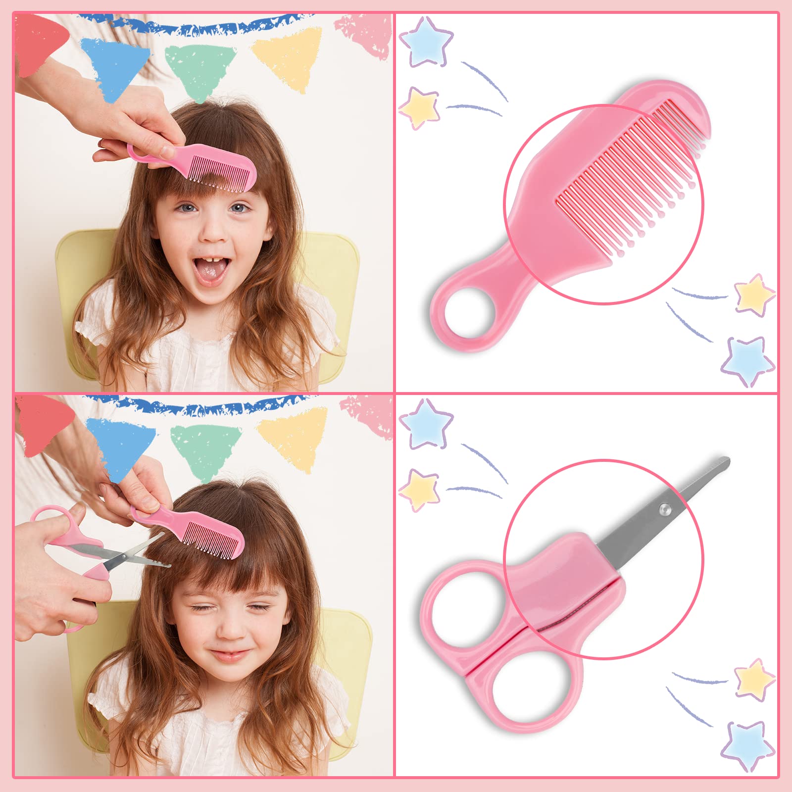 WXA Baby Grooming Kit baby brush and comb, soft bristles protect delicate scalp.