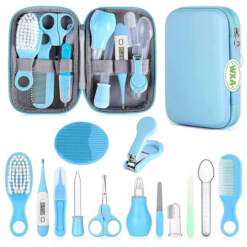 WXA baby grooming kit contents organized in a compact EVA bag for travel