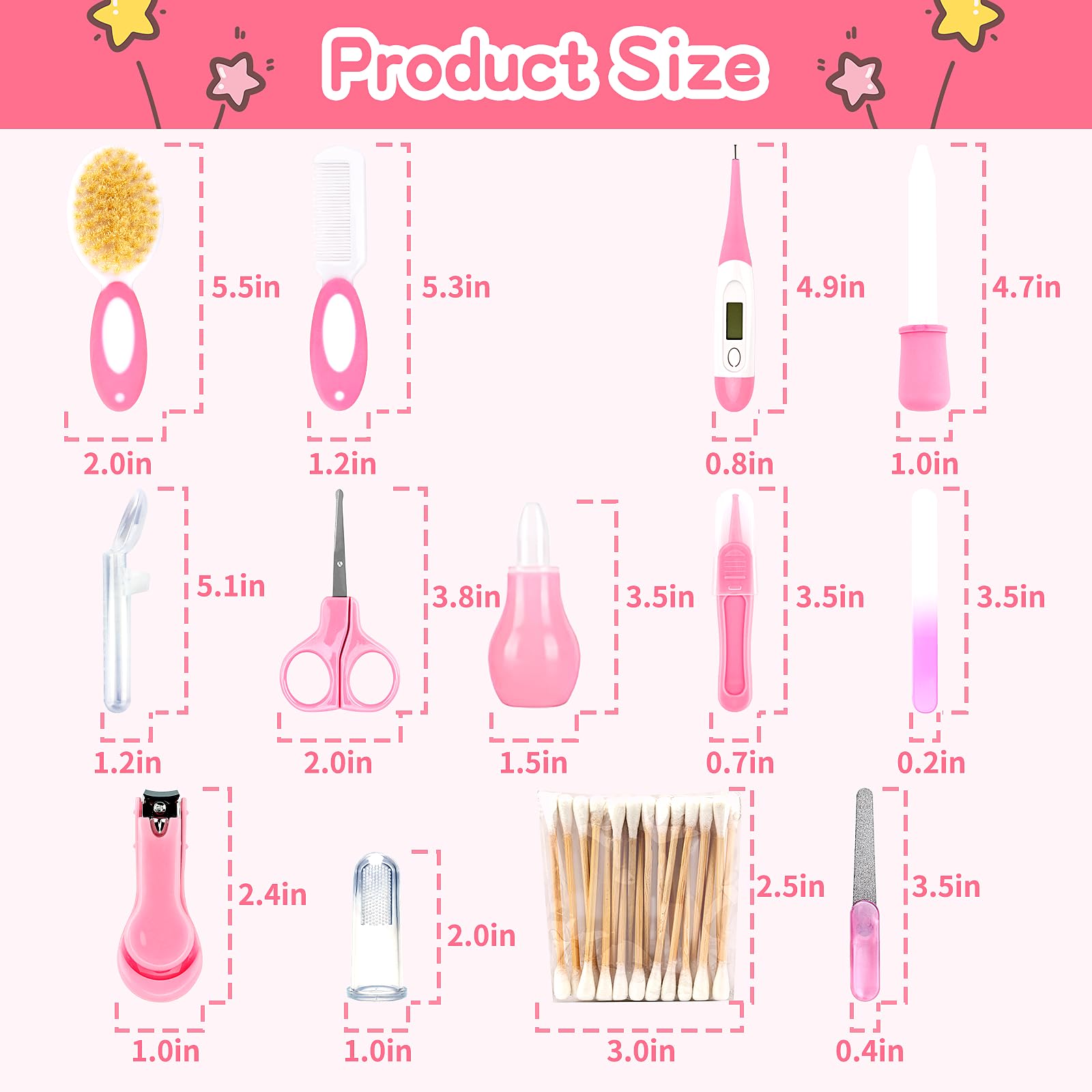 WXA Baby Grooming Kit pink hair brush gentle detangling for delicate baby hair.