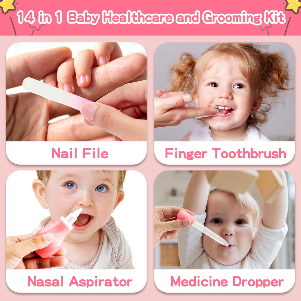 WXA Baby Grooming Kit pink nasal aspirator for gentle, effective nasal cleaning.