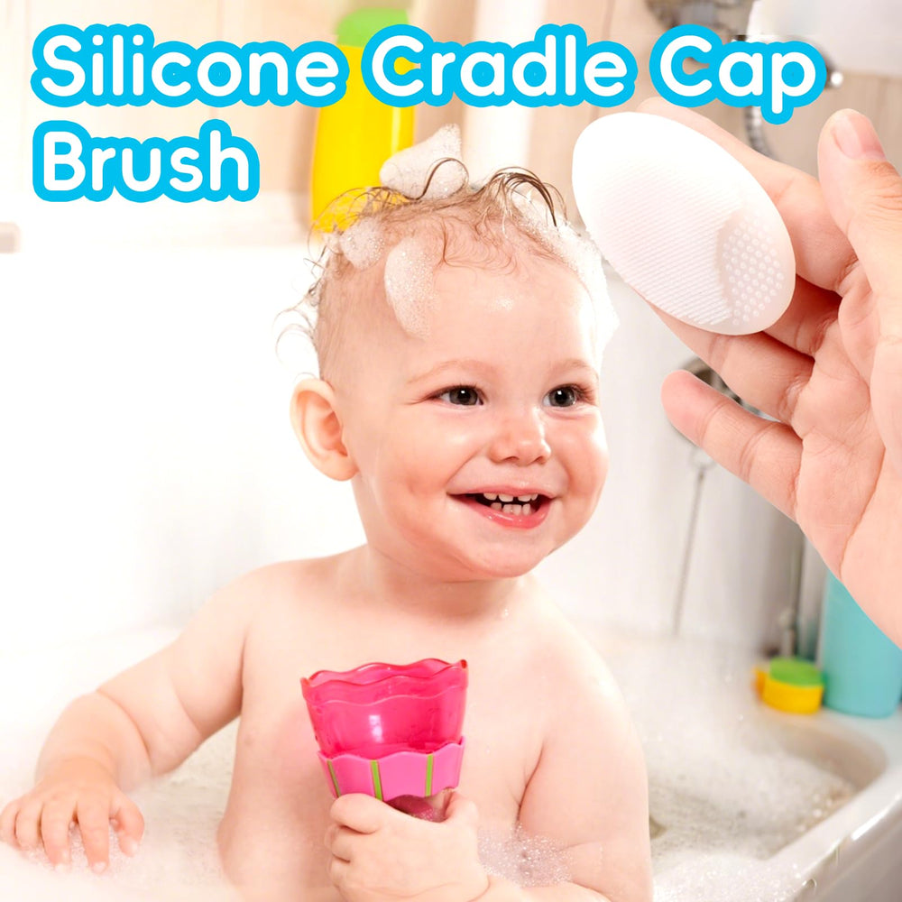 WXA infant hair brush with soft bristles soothing the scalp.