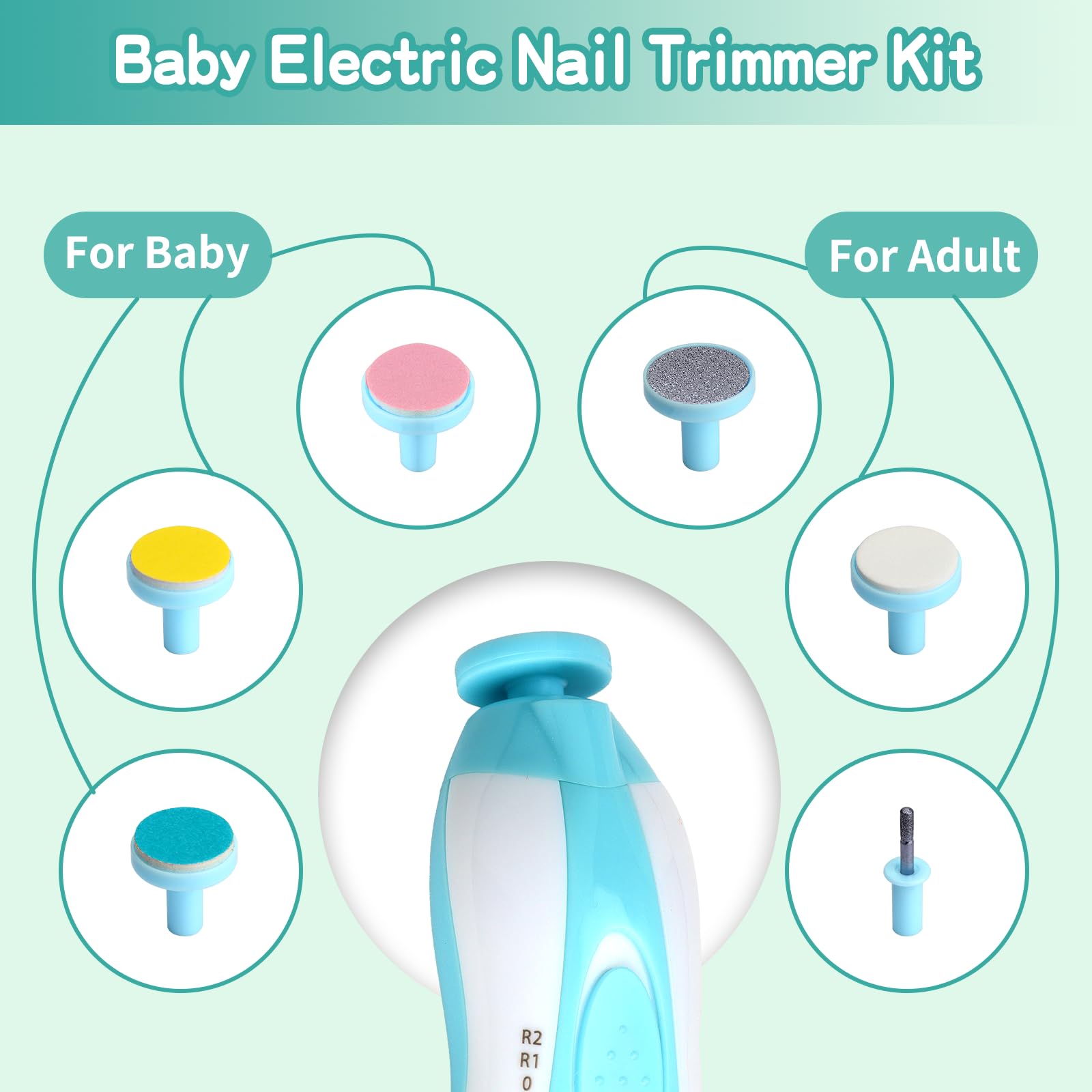 WXA silent electronic nail filer shown with 360-degree rotation.