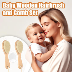 WXA wooden baby comb for detangling delicate hair with minimal tugging.