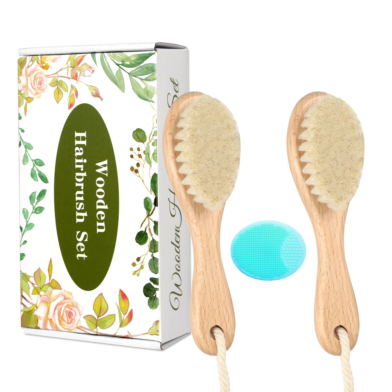 WXA wooden baby hair brush for gentle detangling and scalp massage
