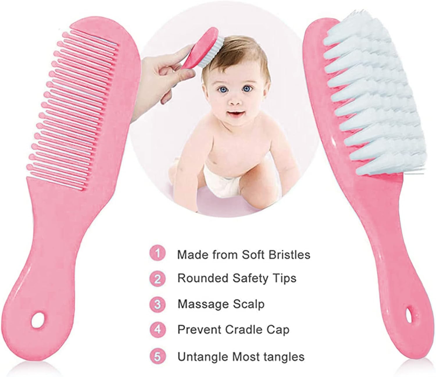 WXA Baby Grooming Kit hair brush for gentle scalp massage during grooming