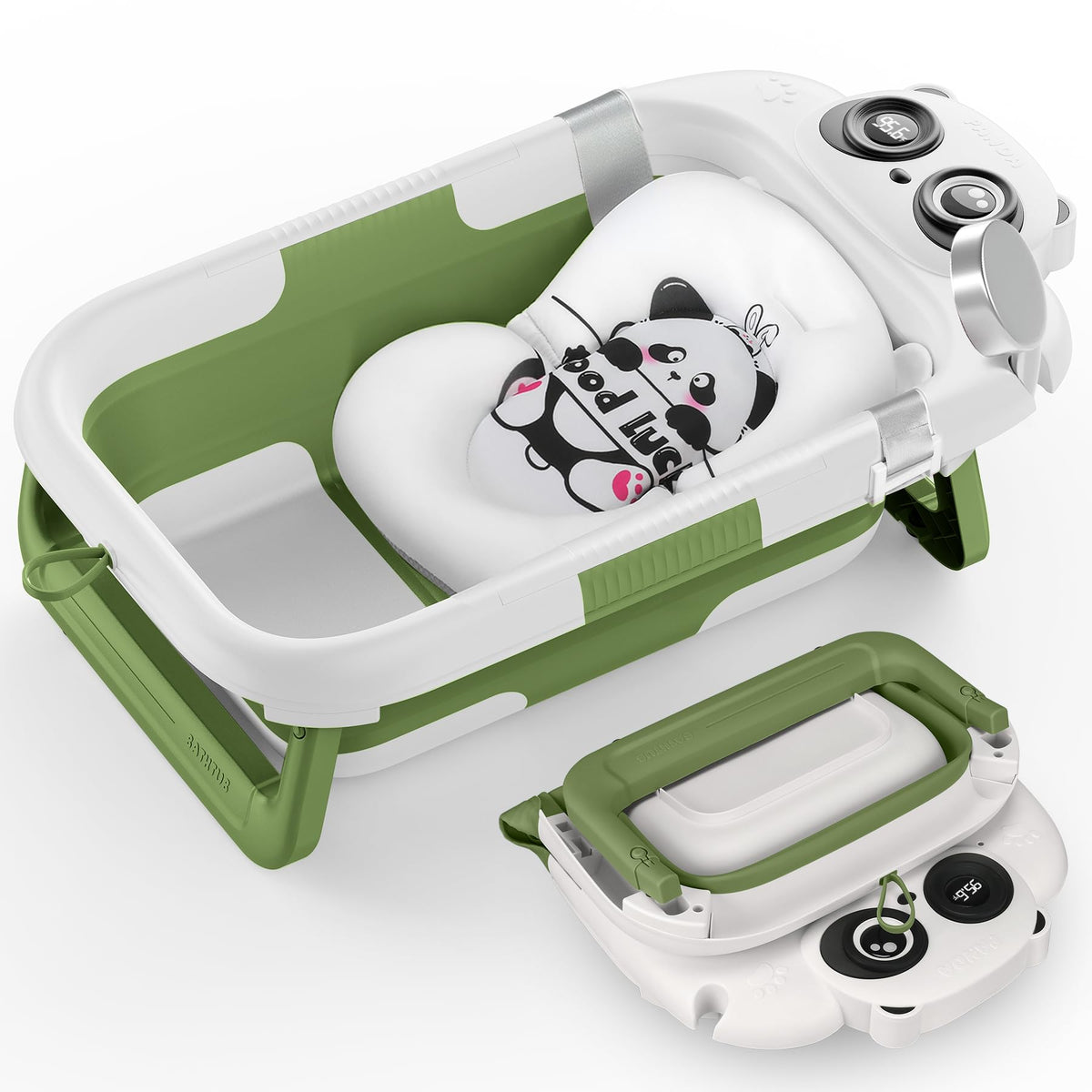 WXXM collapsible baby bath in green with space-saving design.