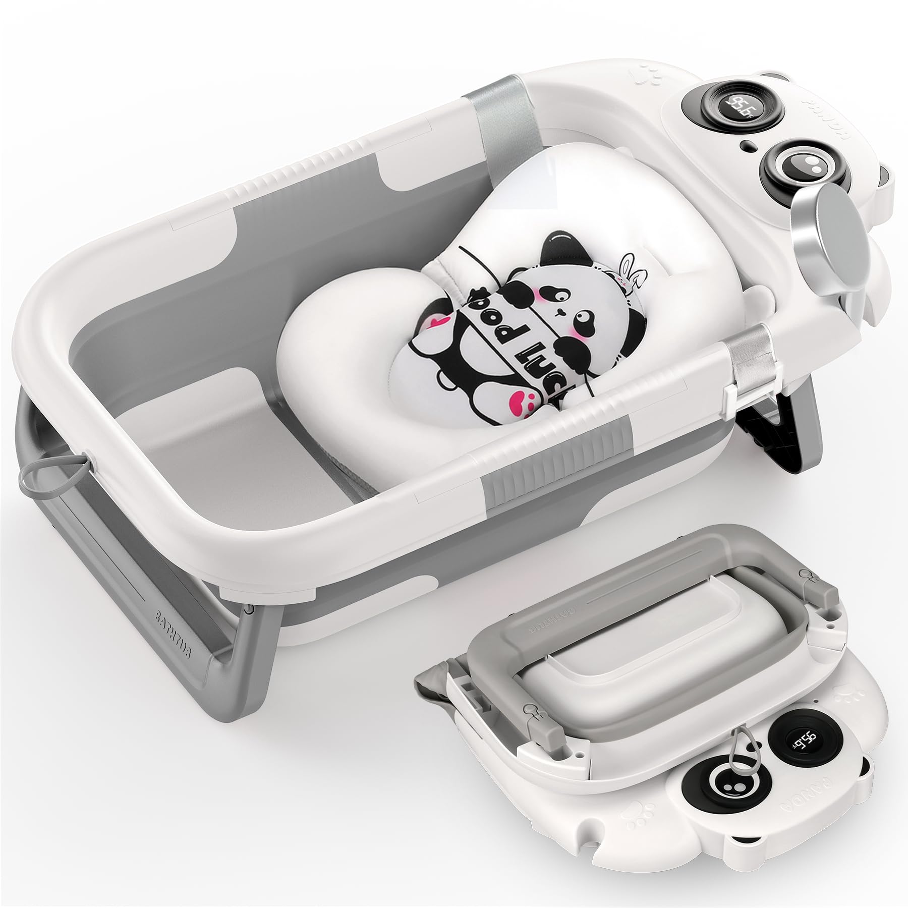 WXXM foldable baby bathtub closed state showing compact storage