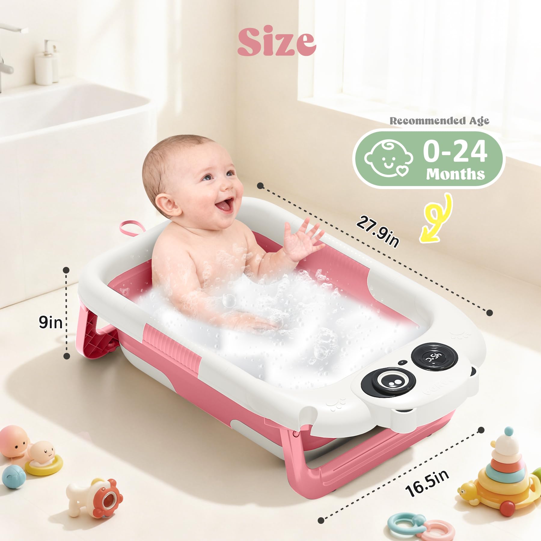 WXXM pink tub with detachable leg support facilitates easy setup and stability