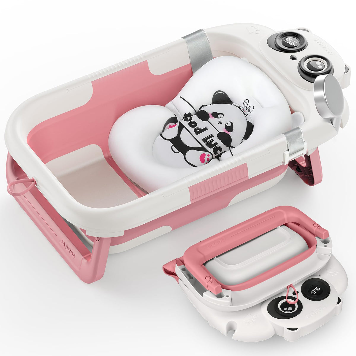 WXXM foldable baby bathtub pink, compact folded design ideal for storage