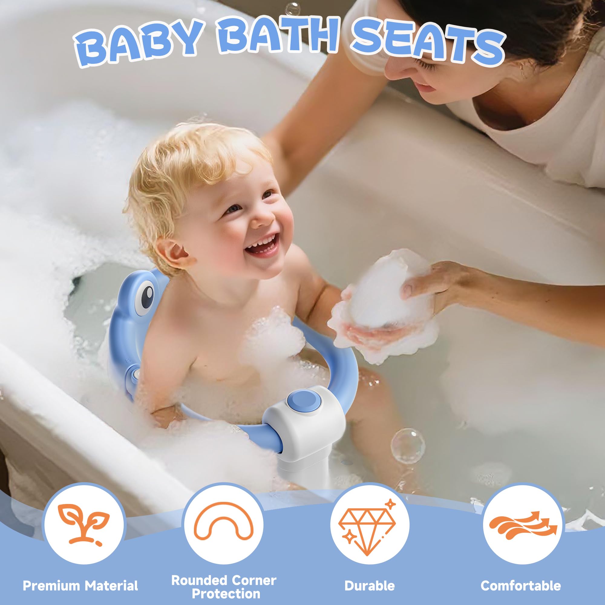 WyfKyd baby bath seat side profile highlights ergonomic support for growing babies.