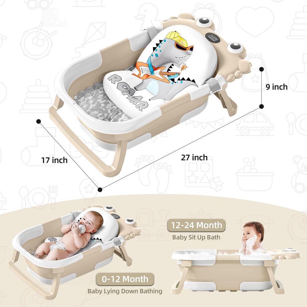 WyfKyd baby bath tub with real-time temperature monitor in use.