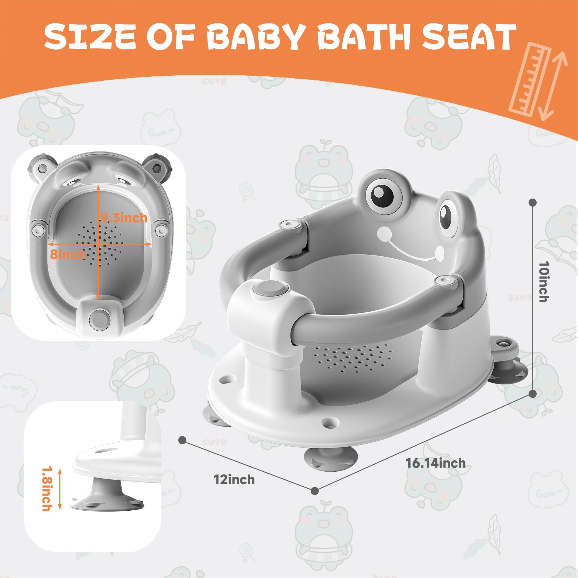 WyfKyd gray bath seat blends with bathroom decor while supporting your child.