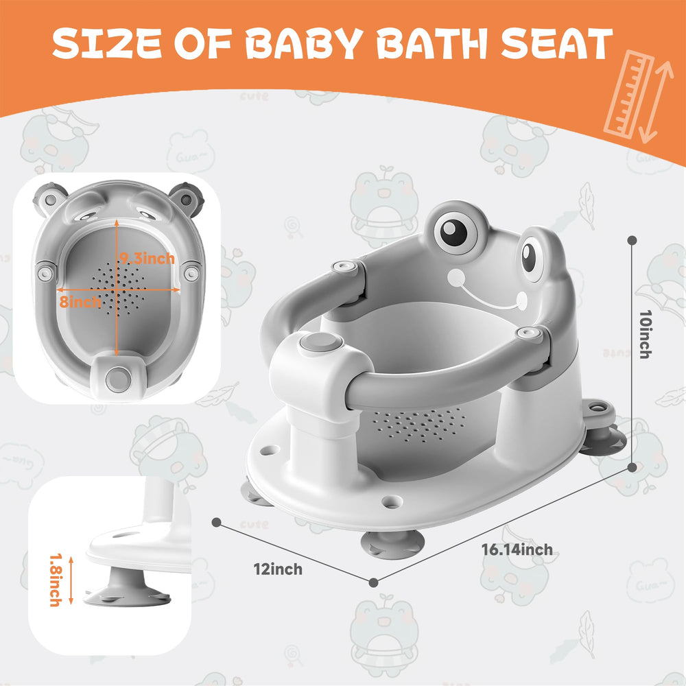 WyfKyd gray bath seat blends with bathroom decor while supporting your child.