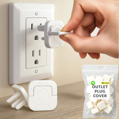 Wynsom outlet cover with hidden U-ring handle keeps outlets childproof yet easy to remove.