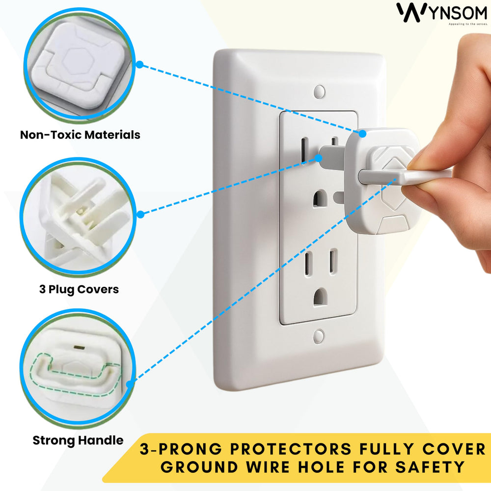 White Wynsom outlet cover blends with decor while shielding curious hands.