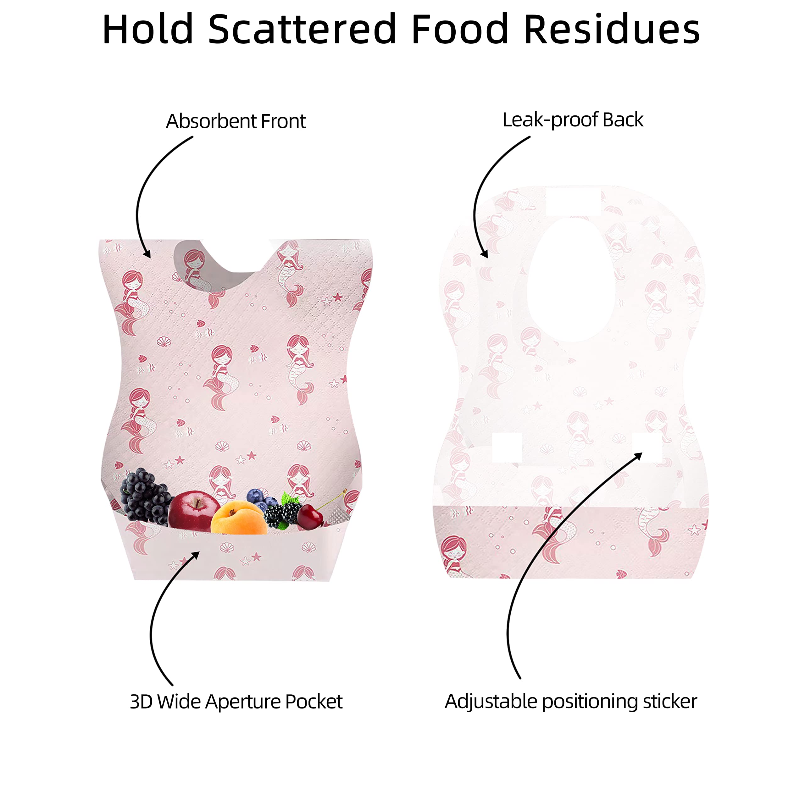 WYSLP food-catcher-pocket bib traps crumbs and drips.