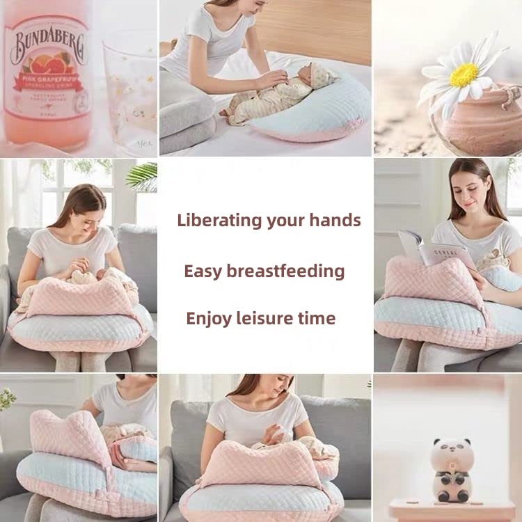 Pink nursing pillow adds a soft, inviting touch to the feeding setup.