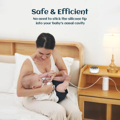 Night light and nursery rhymes calm fussy babies during care.