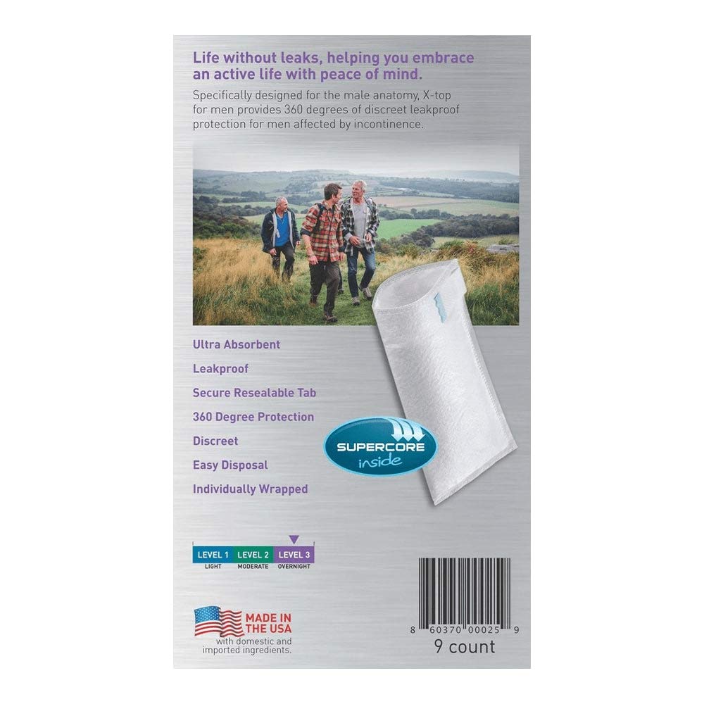 X Top Men Incontinence Pouch Level 3 side view highlights ergonomic fit