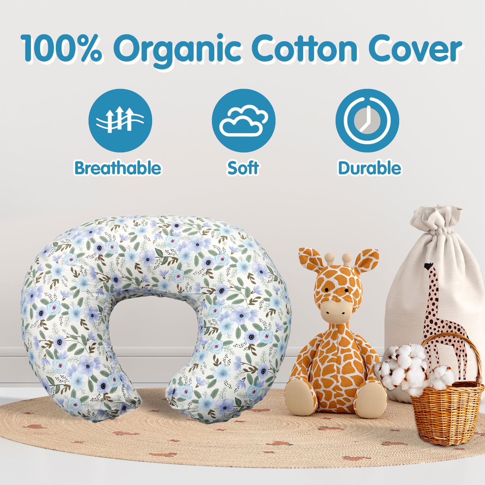 x-vesolje nursing pillow with removable cover for easy washing.