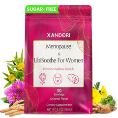 Xandori Libisoothe powder bottle ready to dissolve for menopause support.
