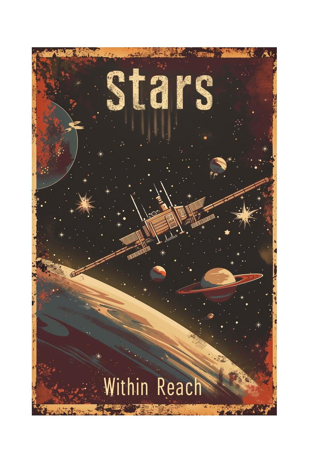 Xanovir Astronauts tin sign close-up highlights durable metal finish for kid-friendly space decor.