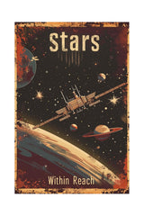 Xanovir Astronauts tin sign close-up highlights durable metal finish for kid-friendly space decor.
