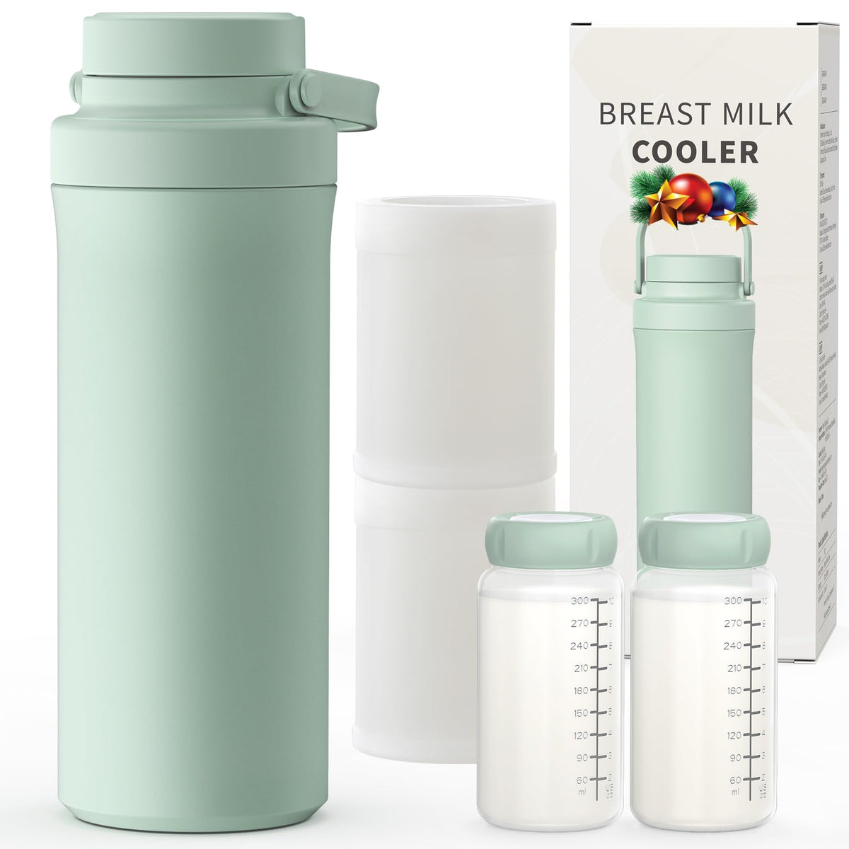 Xaproo Breast Milk Cooler bottle front view with dual 11oz bottles for organized storage.