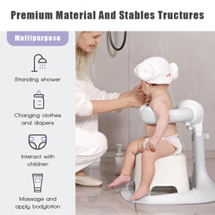 XASMA Baby Shower Stand showing adjustable height for growing infants.