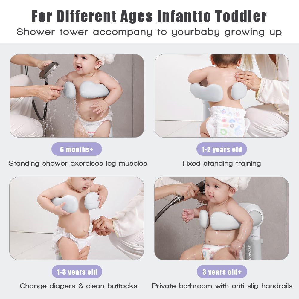 XASMA Baby Shower Stand featuring a non-slip base for stability on wet floors.