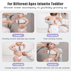XASMA Baby Shower Stand featuring a non-slip base for stability on wet floors.