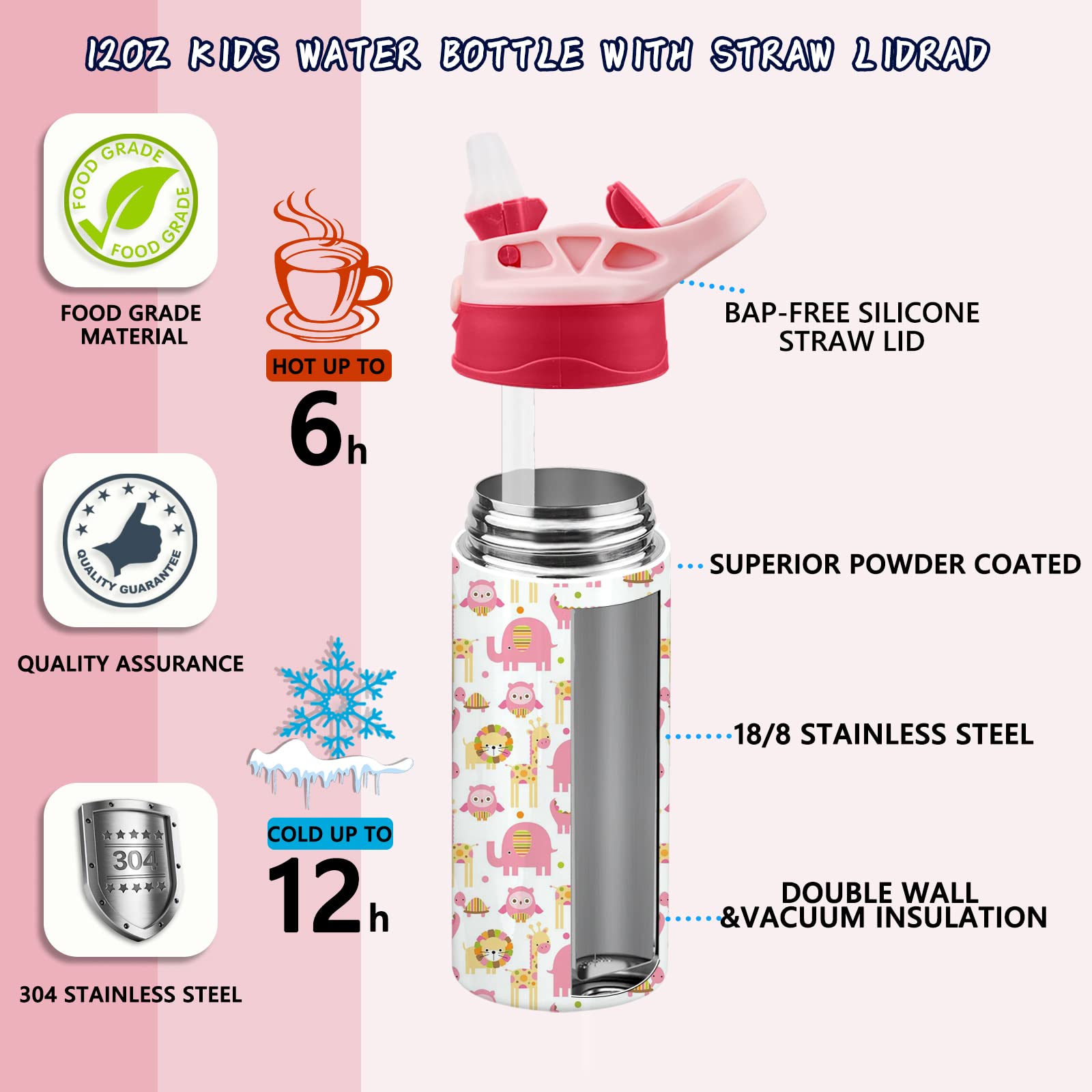 XccMe Kids sublimation tumbler 12oz double-wall insulation helps maintain temp