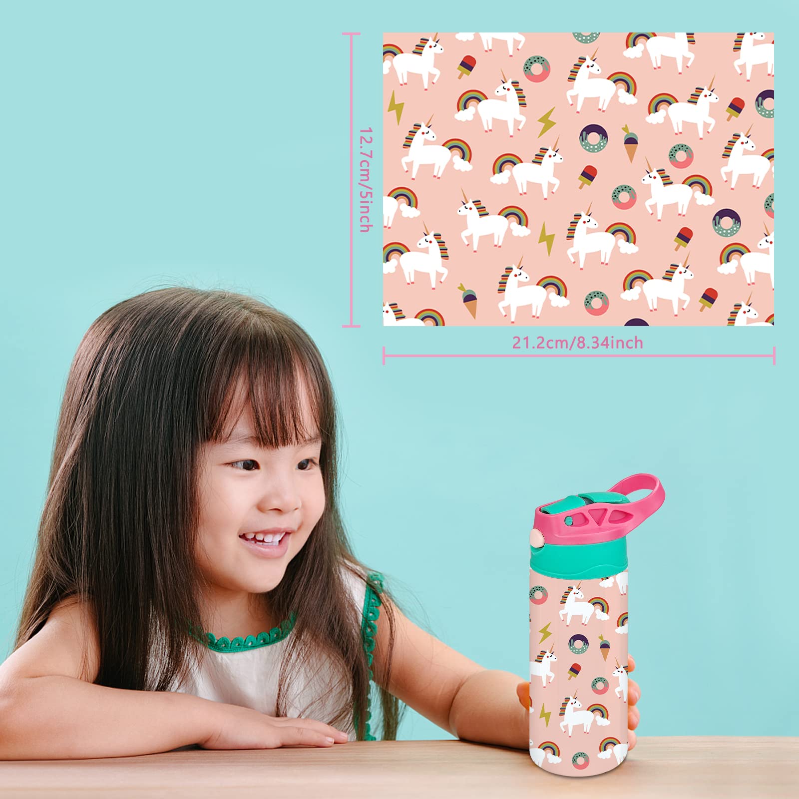 XccMe Kids Sublimation Tumbler RoseGreen double-wall insulation keeps drinks at temp.