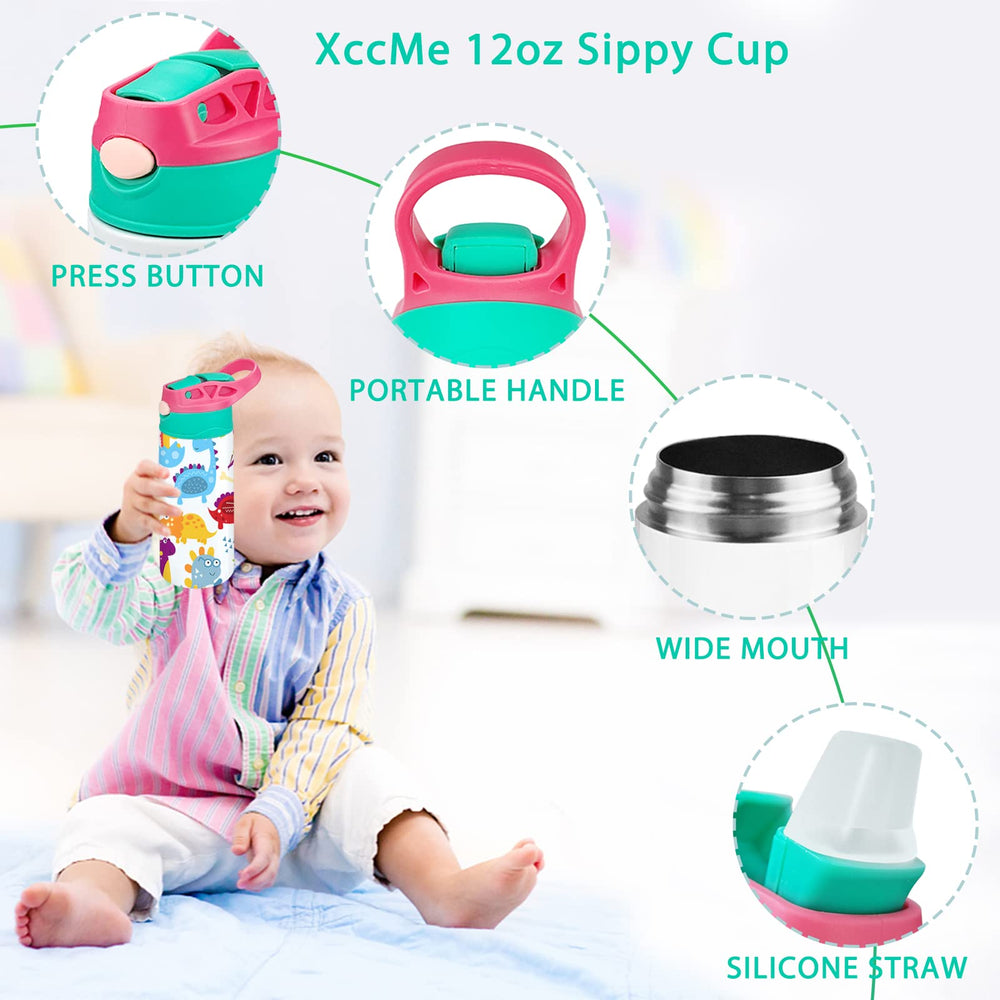 XccMe Kids Sublimation Tumbler RoseGreen leak-proof design for school and travel.