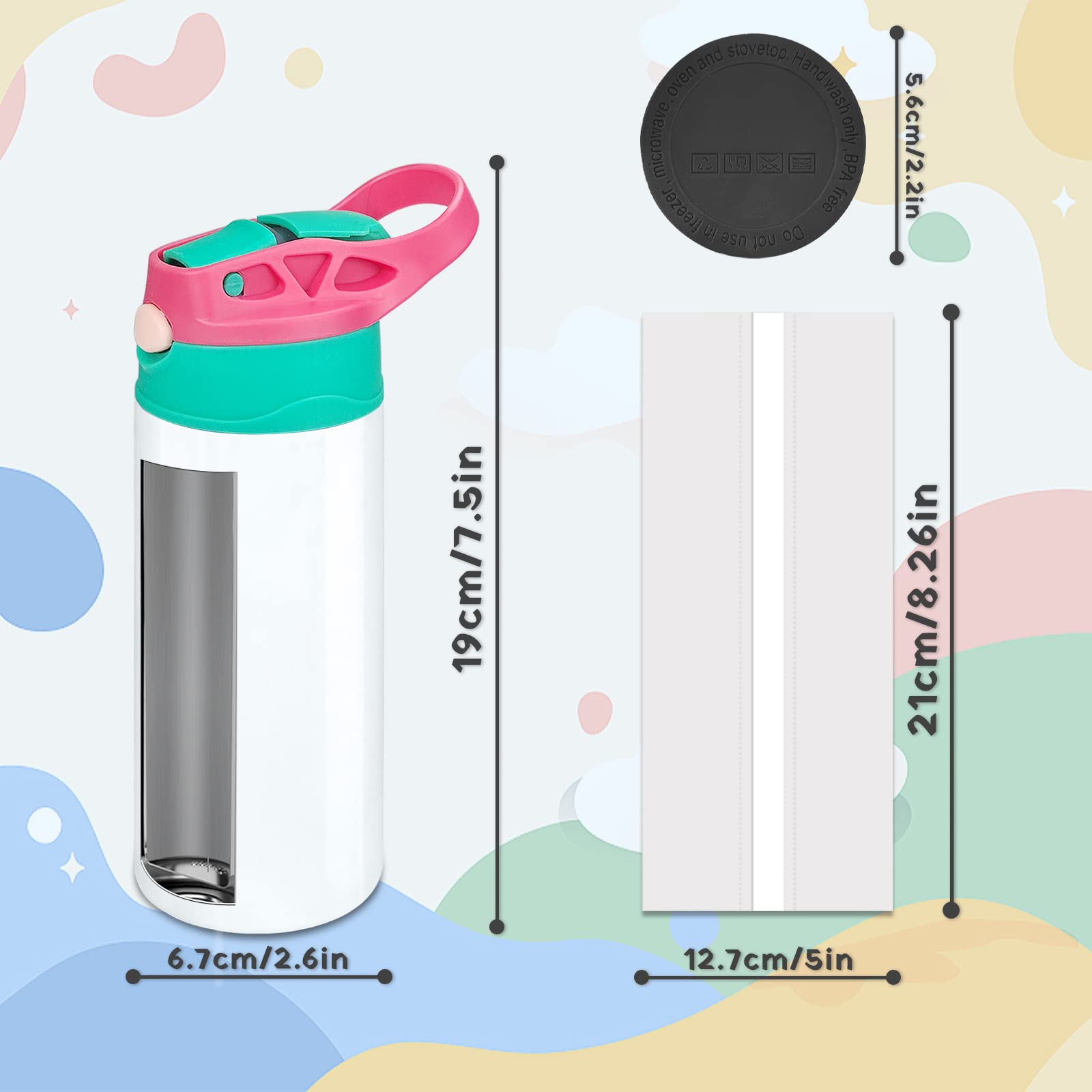 XccMe Kids Sublimation Tumbler RoseGreen soft nozzle protects mouths during drinking.