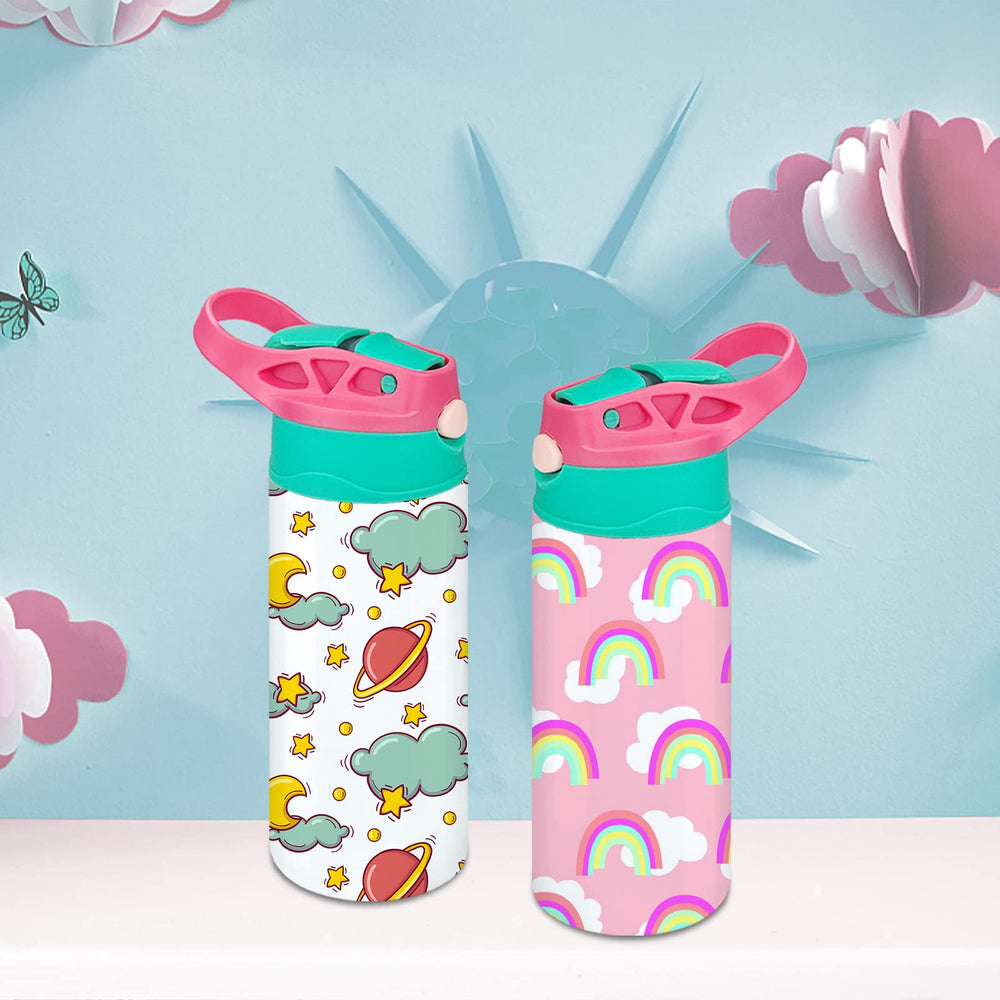 XccMe Kids Sublimation Tumbler RoseGreen straight body fits cup holders and backpacks.