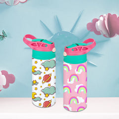 XccMe Kids Sublimation Tumbler RoseGreen straight body fits cup holders and backpacks.