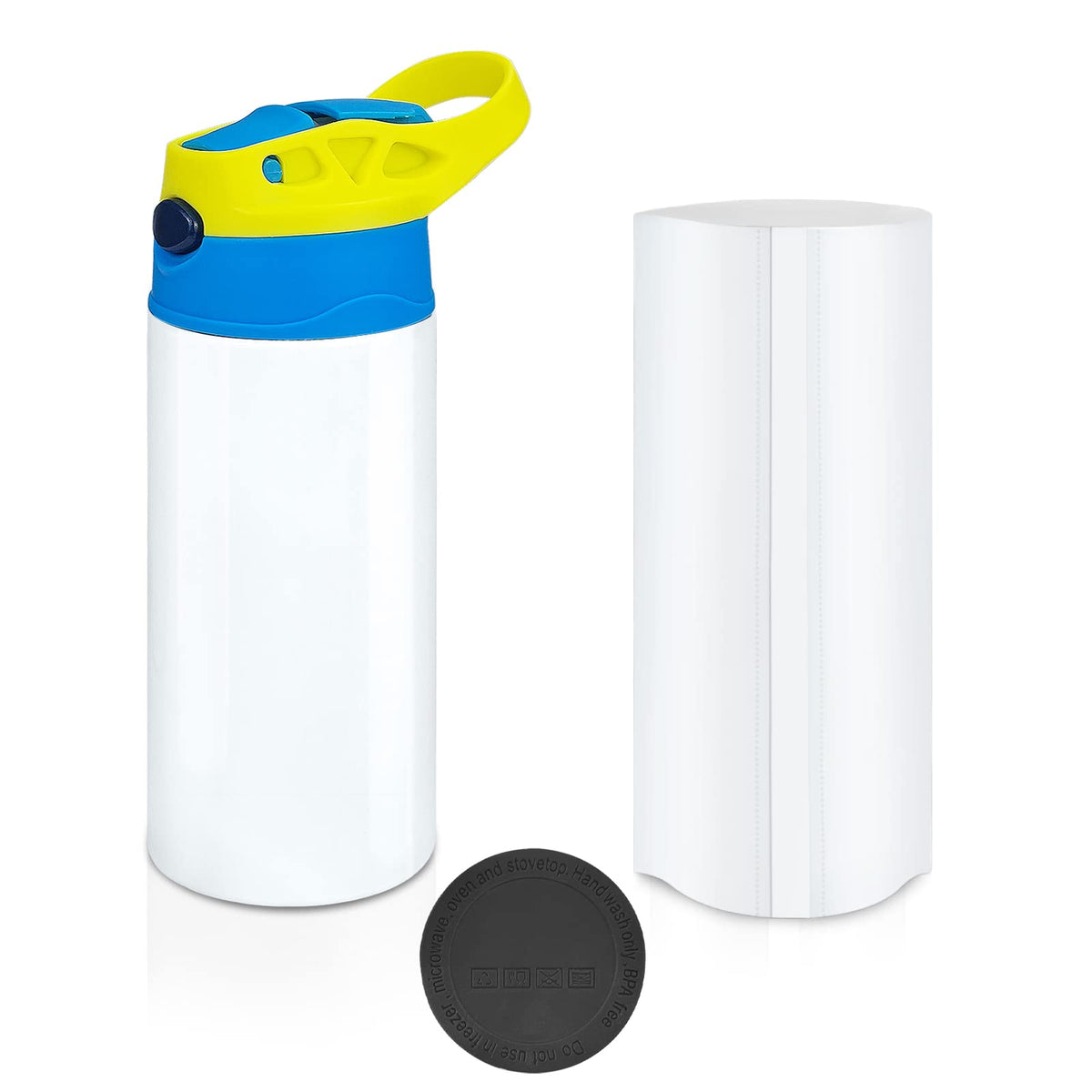 XccMe Kids Sublimation Tumbler front view shows bright yellow color for school use.
