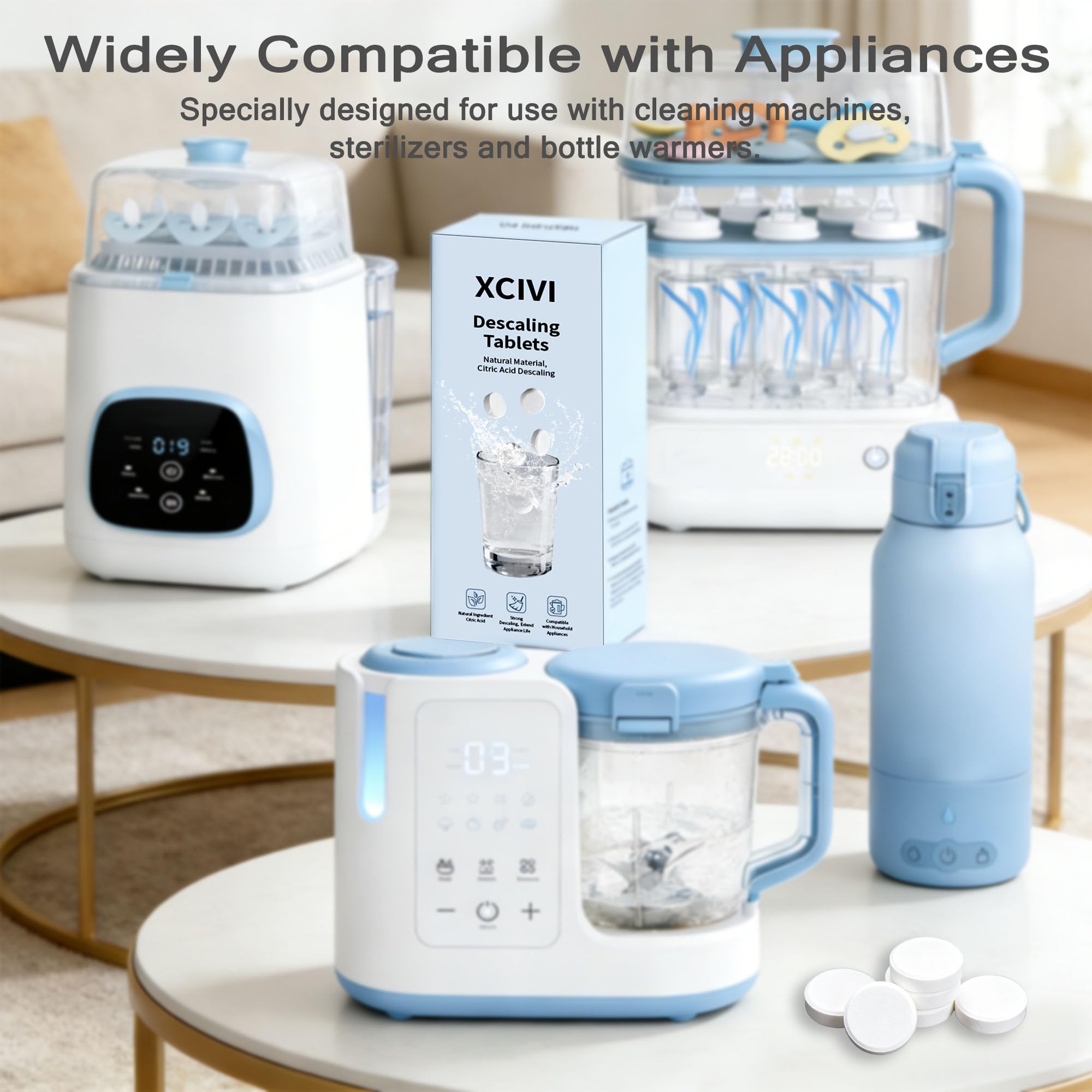 XCivi descaling tablets fragrance-free and safe for daily baby gear use