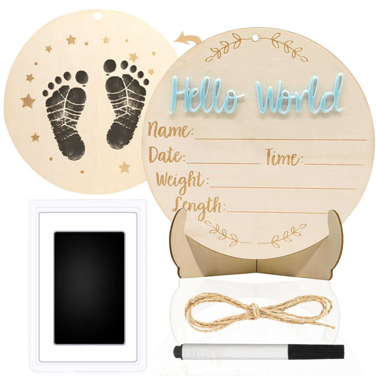 XCMVCN Baby Announcement Sign with Hello World design for memorable newborn photos.